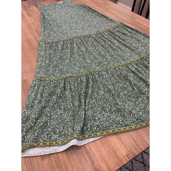 J. Jill Floral Print Green Maxi Dress - Size Small petite - Peasant, Bohemian - Picture 4 of 12
